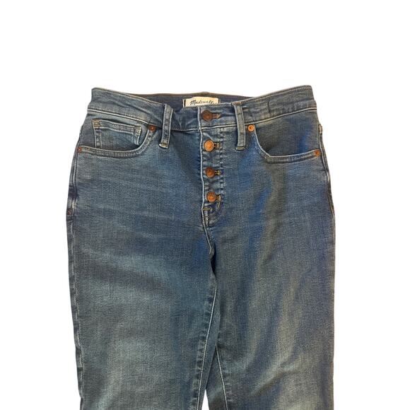 Women 27 Madewell 9" Mid-Rise Skinny Crop Button-Front Tencel Denim Jeans Dewey - Picture 2 of 5